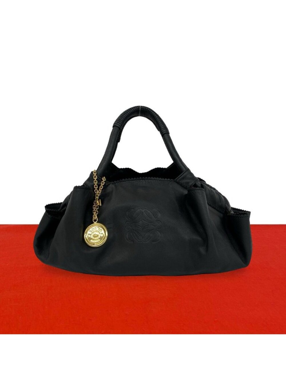 Loewe Nappa Aire Anagram Logo Leather Tote Bag Black